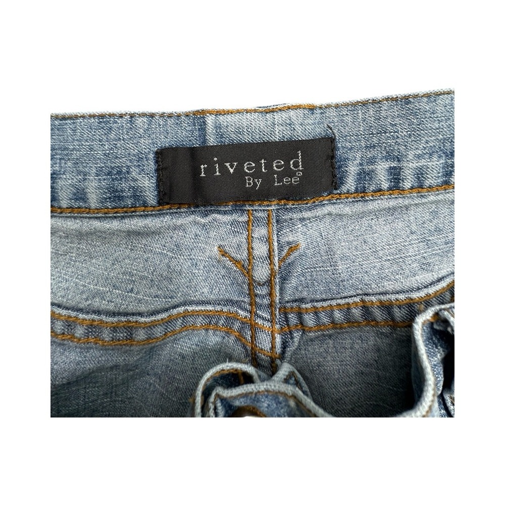 Lee Jeans Womens 16L Blue Riveted Flare Stretch Light Wash Patch Pocket Denim - Picture 3 of 12